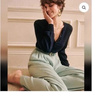 Sezane Women's Mint Green Trousers